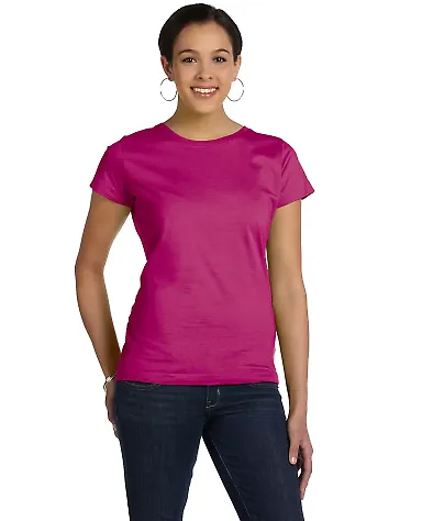3516 LA T Ladies Longer Length T-Shirt in Fuchsia front view