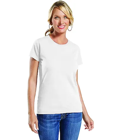 3516 LA T Ladies Longer Length T-Shirt in Blended white front view