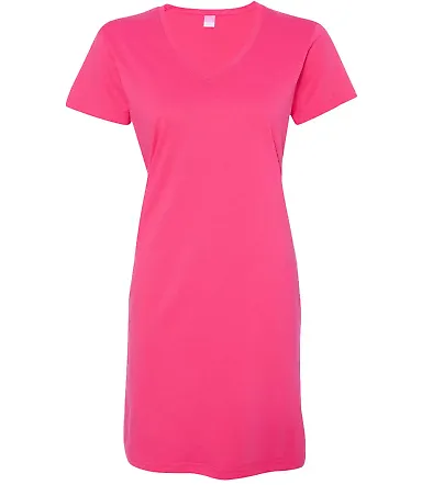 3522 LA T Ladies T-Shirt Dress HOT PINK front view