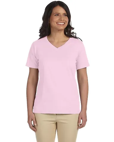 3587 LA T Ladies' V-Neck T-Shirt in Pink front view