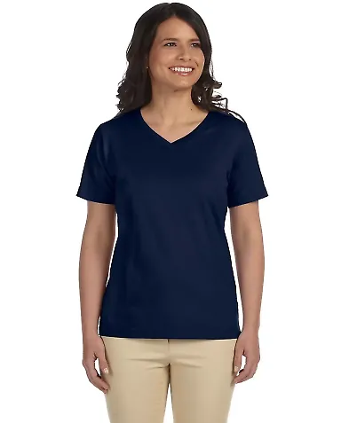 3587 LA T Ladies' V-Neck T-Shirt in Navy front view