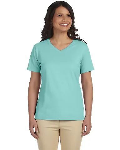 3587 LA T Ladies' V-Neck T-Shirt in Chill front view