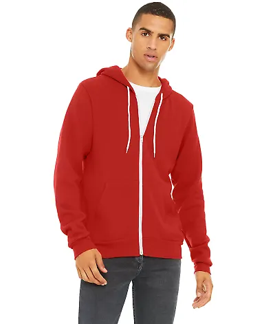 BELLA+CANVAS 3739 Unisex Poly-Cotton Fleece Zip Ho in Red front view
