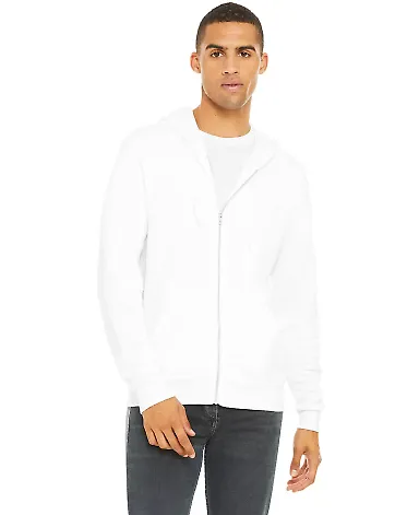 BELLA+CANVAS 3739 Unisex Poly-Cotton Fleece Zip Ho in White front view