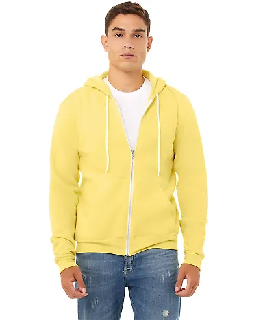 BELLA+CANVAS 3739 Unisex Poly-Cotton Fleece Zip Ho in Yellow front view