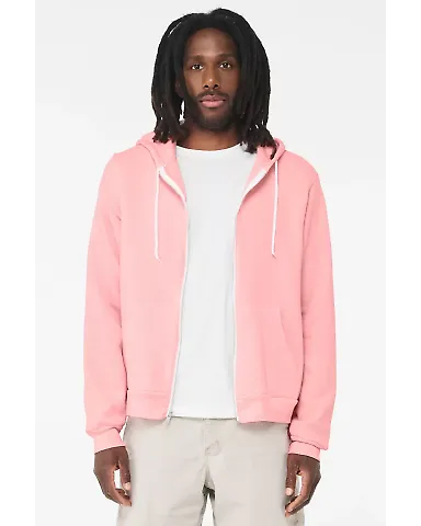BELLA+CANVAS 3739 Unisex Poly-Cotton Fleece Zip Ho in Pink front view