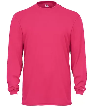 4104 Badger Adult B-Core Long-Sleeve Performance T Hot Pink front view