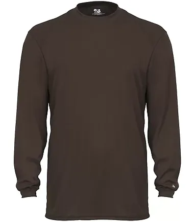 4104 Badger Adult B-Core Long-Sleeve Performance T Brown front view