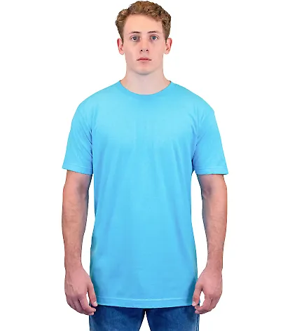 Tultex 202 Unisex Tee with a Tear-Away Tag  in Aqua front view