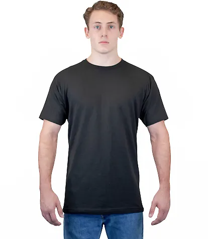 Tultex 202 Unisex Tee with a Tear-Away Tag  in Black front view