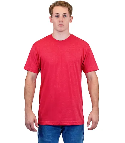 Tultex 202 Unisex Tee with a Tear-Away Tag  in Heather red front view
