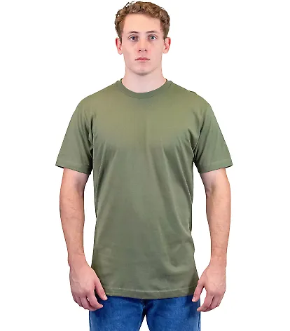 Tultex 202 Unisex Tee with a Tear-Away Tag  in Military green front view
