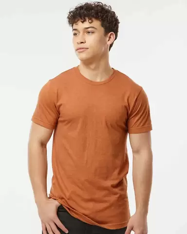 Tultex 202 Unisex Tee with a Tear-Away Tag  in Heather rust front view