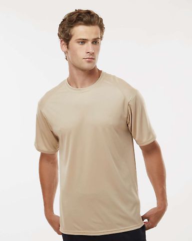 4120 Badger Adult B-Core Short-Sleeve Performance  in Sand front view