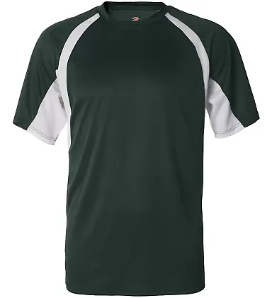 4144 Badger Adult B-Core Short-Sleeve Two-Tone Hoo Forest/ White front view