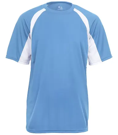 4144 Badger Adult B-Core Short-Sleeve Two-Tone Hoo Columbia Blue/ White front view