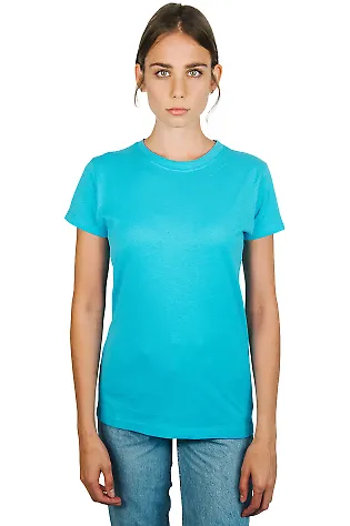 0213 Tultex Juniors Tee with a Tear-Away Tag in Aqua front view