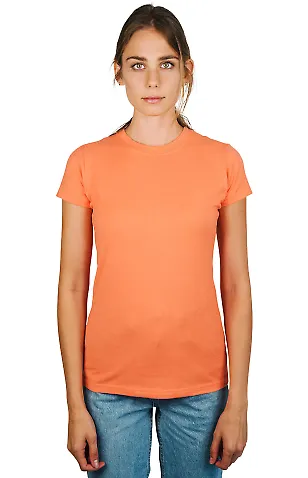 0213 Tultex Juniors Tee with a Tear-Away Tag in Coral front view