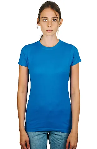0213 Tultex Juniors Tee with a Tear-Away Tag in Turquoise front view
