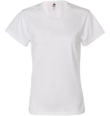 4160 Badger Ladies' B-Core Short-Sleeve Performanc White front view