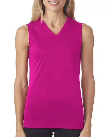 4163 Badger Ladies' Sleeveless Tee Hot Pink front view