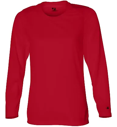 4164 Badger Ladies' B-Dry Core Long-Sleeve Tee Red front view