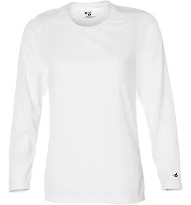 4164 Badger Ladies' B-Dry Core Long-Sleeve Tee White front view