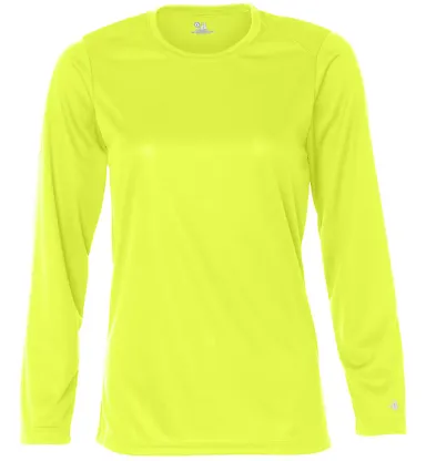 4164 Badger Ladies' B-Dry Core Long-Sleeve Tee Safety Yellow front view