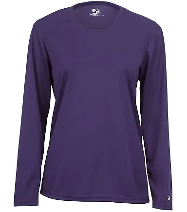 4164 Badger Ladies' B-Dry Core Long-Sleeve Tee Purple front view