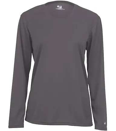 4164 Badger Ladies' B-Dry Core Long-Sleeve Tee Graphite front view