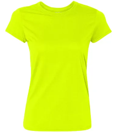 42000L Gildan Ladies' Core Performance T-Shirt SAFETY GREEN front view