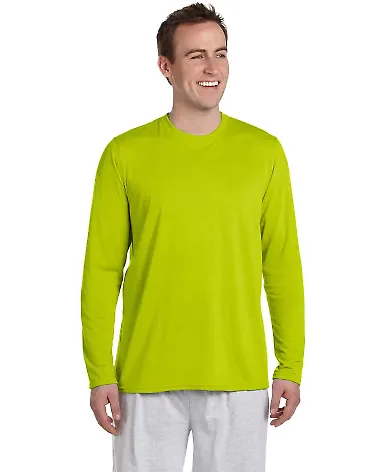 42400 Gildan Adult Core Performance Long-Sleeve T- in Safety green front view