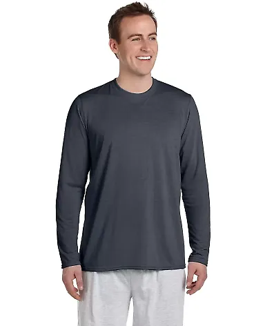 42400 Gildan Adult Core Performance Long-Sleeve T- in Charcoal front view