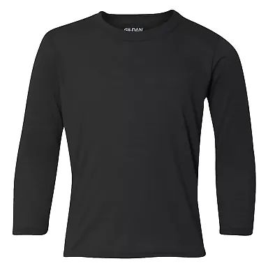 42400B Gildan Youth Core Performance Long-Sleeve T BLACK front view