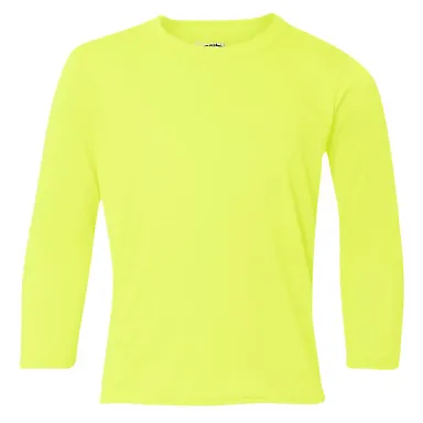 42400B Gildan Youth Core Performance Long-Sleeve T SAFETY GREEN front view