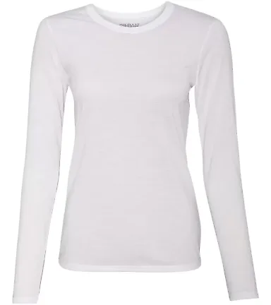 42400L Gildan Ladies' Core Performance Long Sleeve WHITE front view