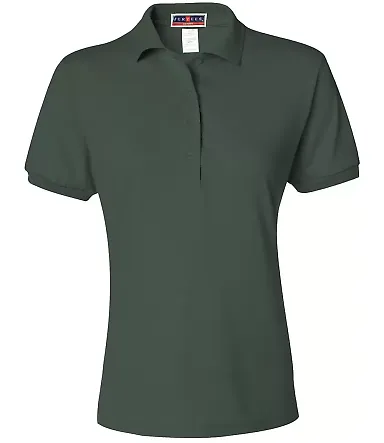 437W Jerzees Ladies' Jersey Polo with SpotShield Forest Green front view