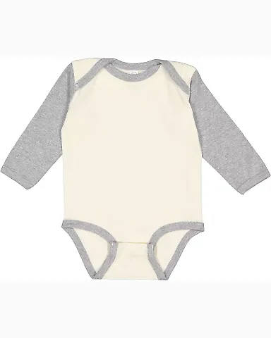 4411 Rabbit Skins Infant Baby Rib Long-Sleeve Cree NATURAL/ HEATHER front view