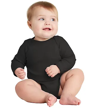 4411 Rabbit Skins Infant Baby Rib Long-Sleeve Cree BLACK front view