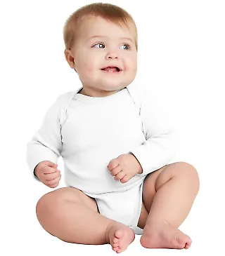 4411 Rabbit Skins Infant Baby Rib Long-Sleeve Cree WHITE front view