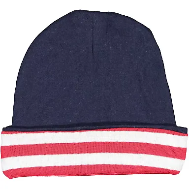 4451 Rabbit Skins Infant Cap Navy/ Red-White Stripe front view