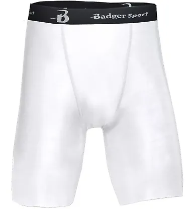 4607 Badger Men's 8" Inseam B-Fit Blended Compress White front view