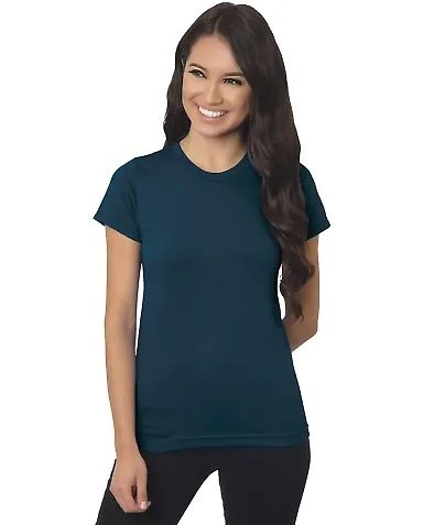 4990 Bayside Ladies' Fashion Jersey Tee Heather Navy front view