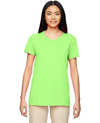 5000L Gildan Missy Fit Heavy Cotton T-Shirt in Neon green front view