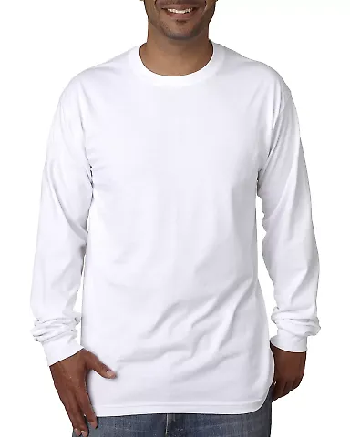 5060 Bayside Adult Long-Sleeve Cotton Tee White front view