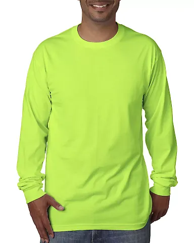 5060 Bayside Adult Long-Sleeve Cotton Tee Lime Green front view