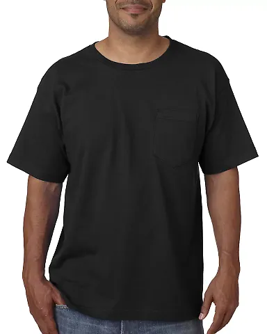 5070 Bayside Adult Short-Sleeve Cotton Tee with Po Black front view