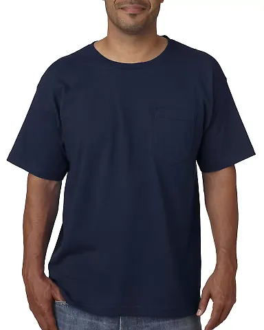 5070 Bayside Adult Short-Sleeve Cotton Tee with Po Navy front view