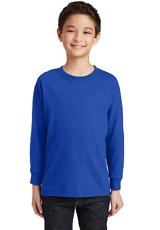 5400B Gildan Youth Heavy Cotton Long Sleeve T-Shir in Royal front view