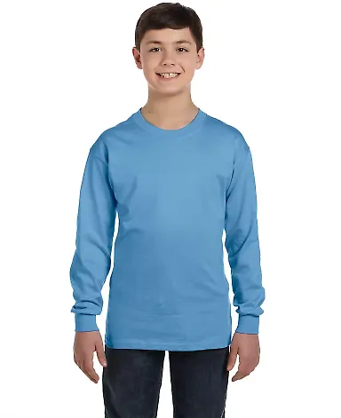 5400B Gildan Youth Heavy Cotton Long Sleeve T-Shir in Carolina blue front view